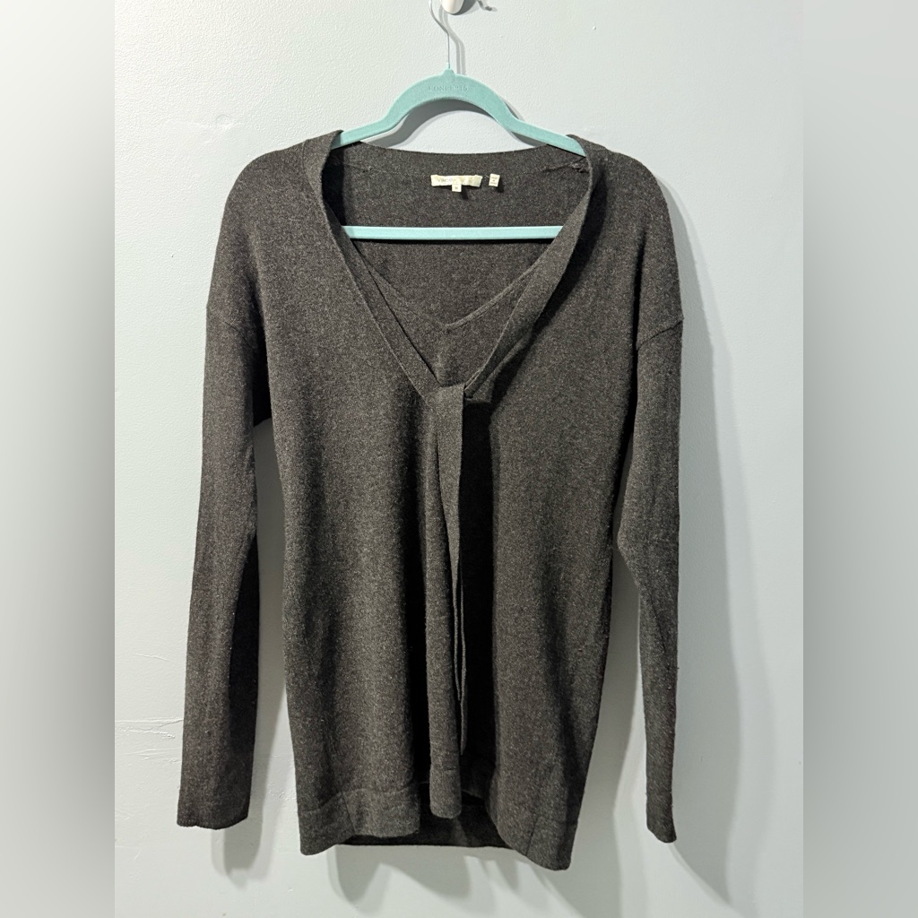 Vince Dark Grey Cashmere Front Tie Sweater Women’s Size Medium